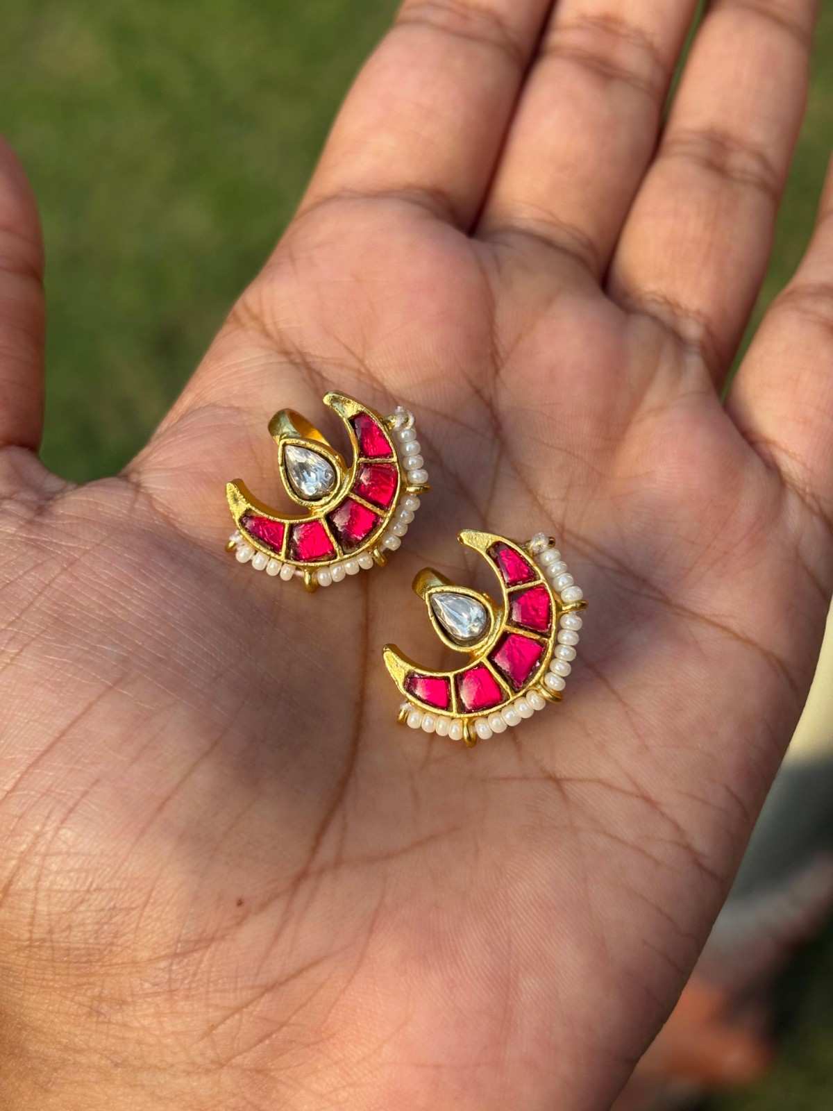 J0179 Jadau Kundan Moon Shape Bugadi