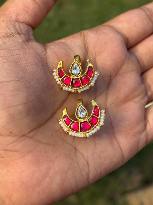 J0179 Jadau Kundan Moon Shape Bugadi