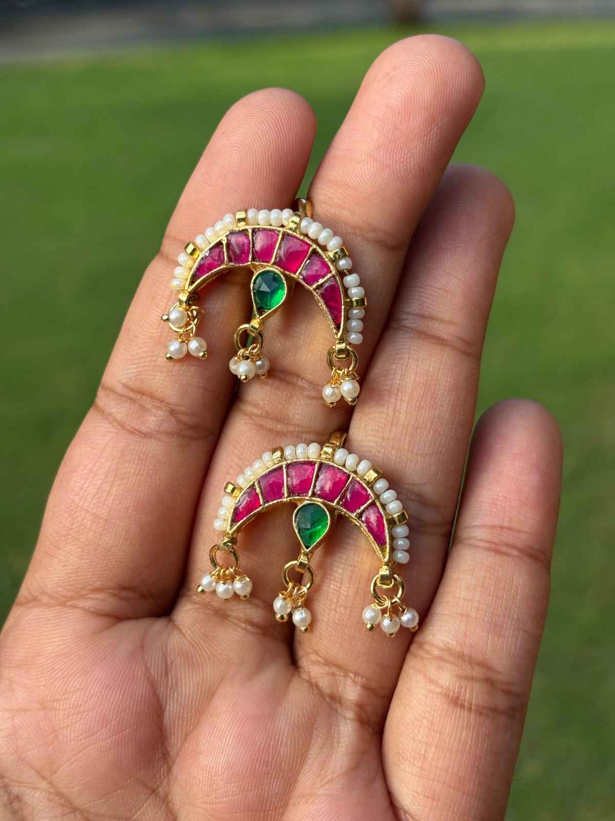 J0178 Jadau Kundan Moon Shape Bugadi