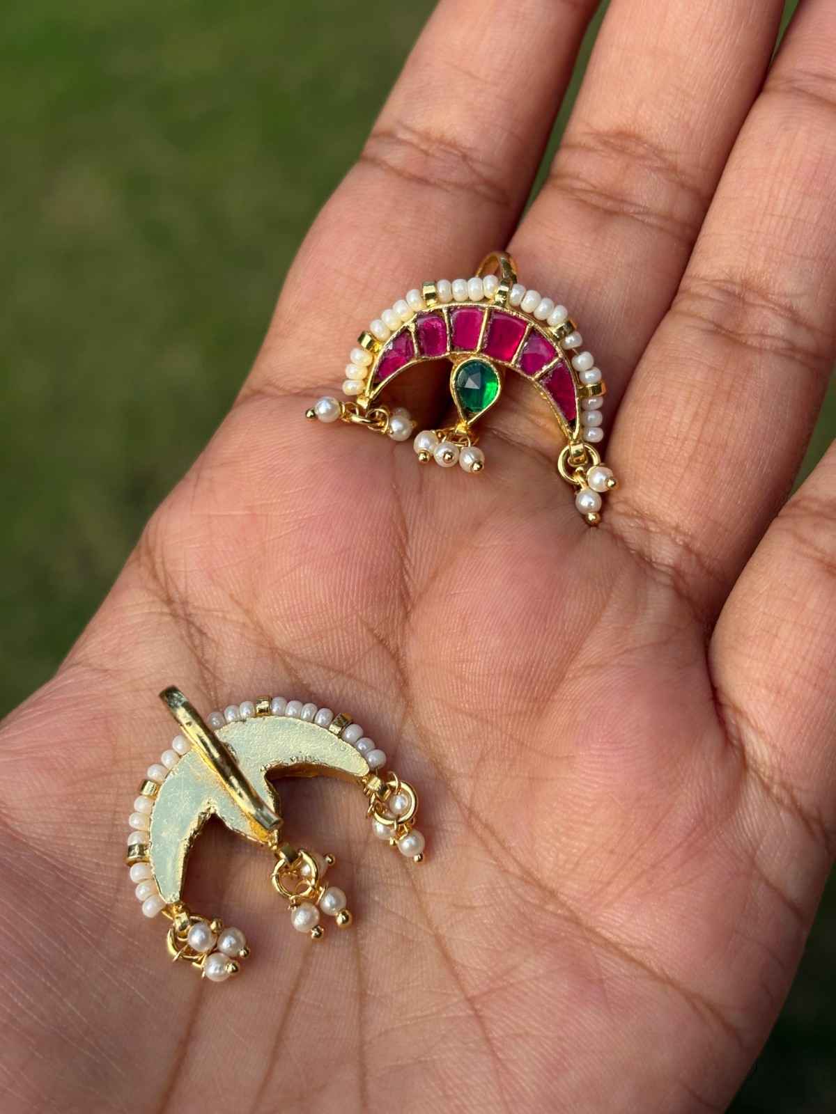 J0178 Jadau Kundan Moon Shape Bugadi