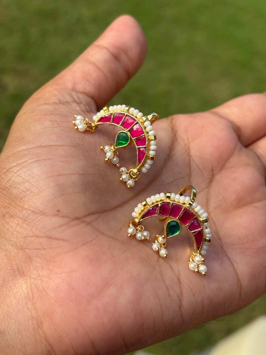 J0178 Jadau Kundan Moon Shape Bugadi