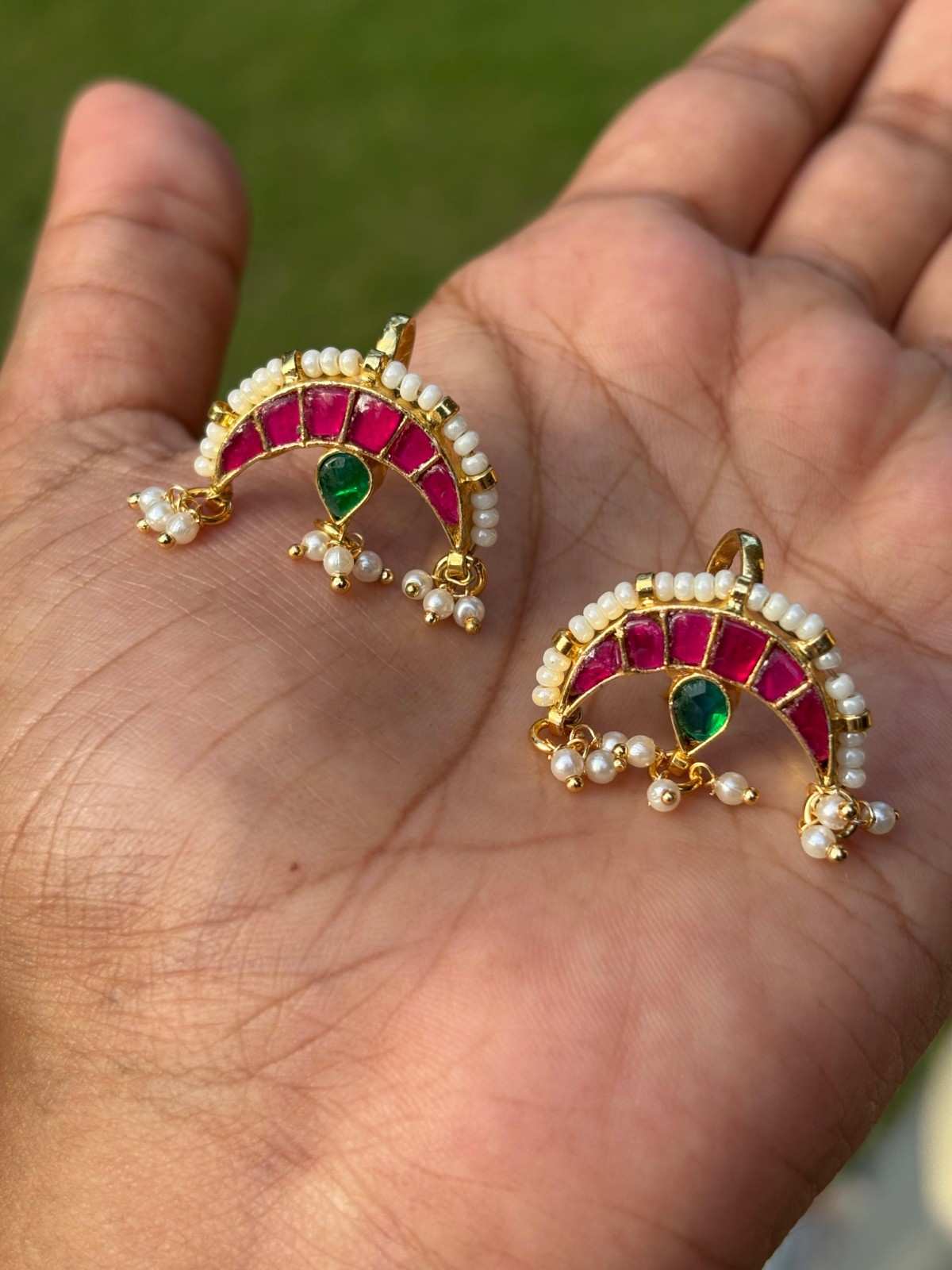 J0178 Jadau Kundan Moon Shape Bugadi