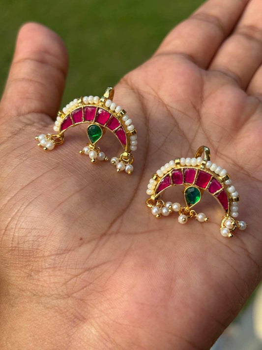 J0178 Jadau Kundan Moon Shape Bugadi