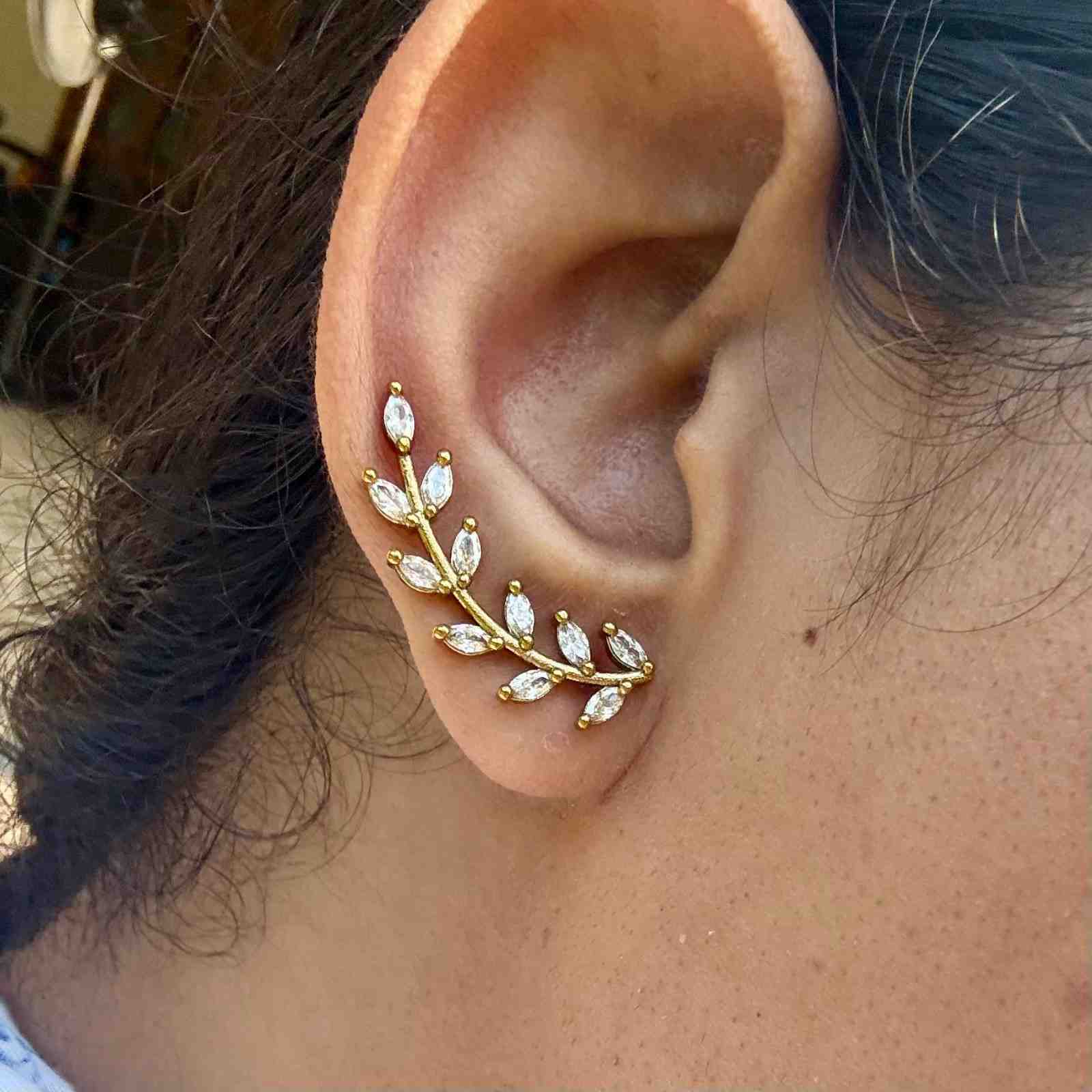 J0171 Leaf Pattern Ear cuff Earrings