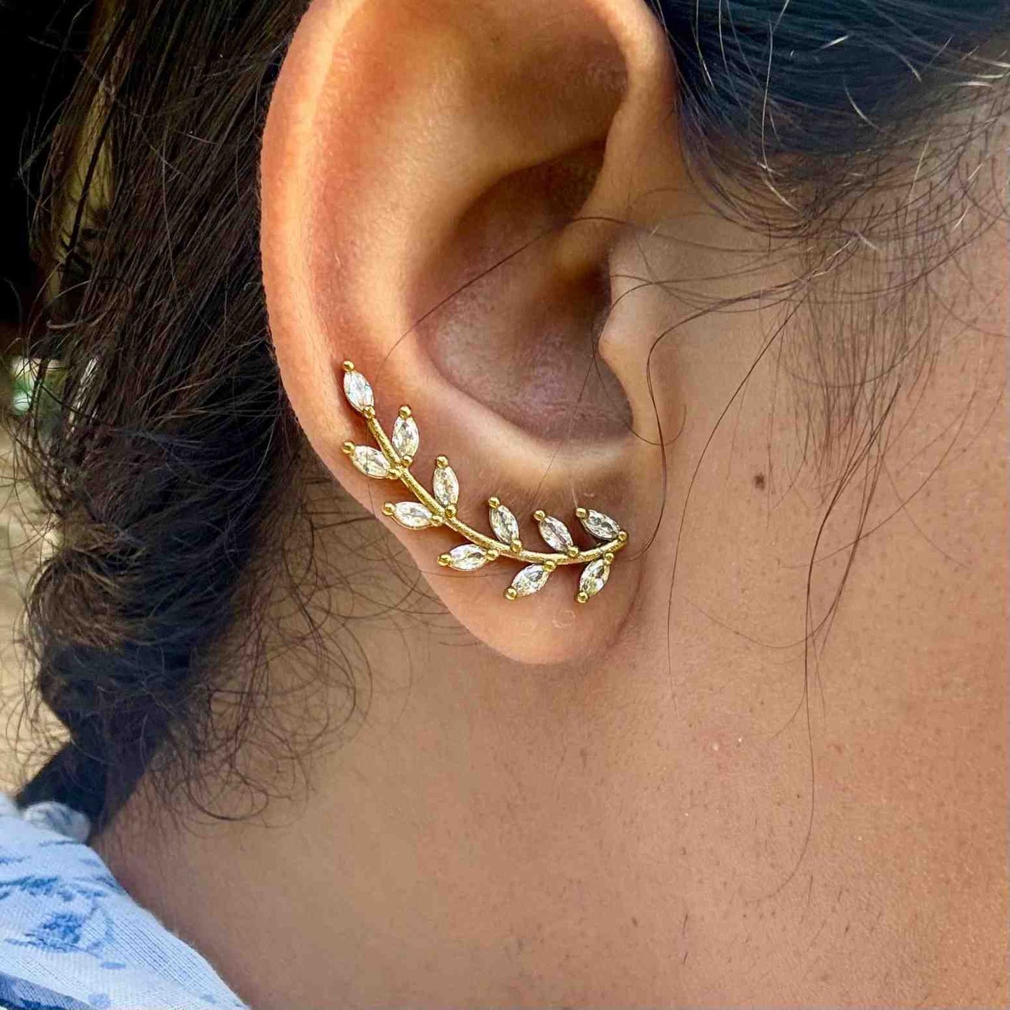 J0171 Leaf Pattern Ear cuff Earrings