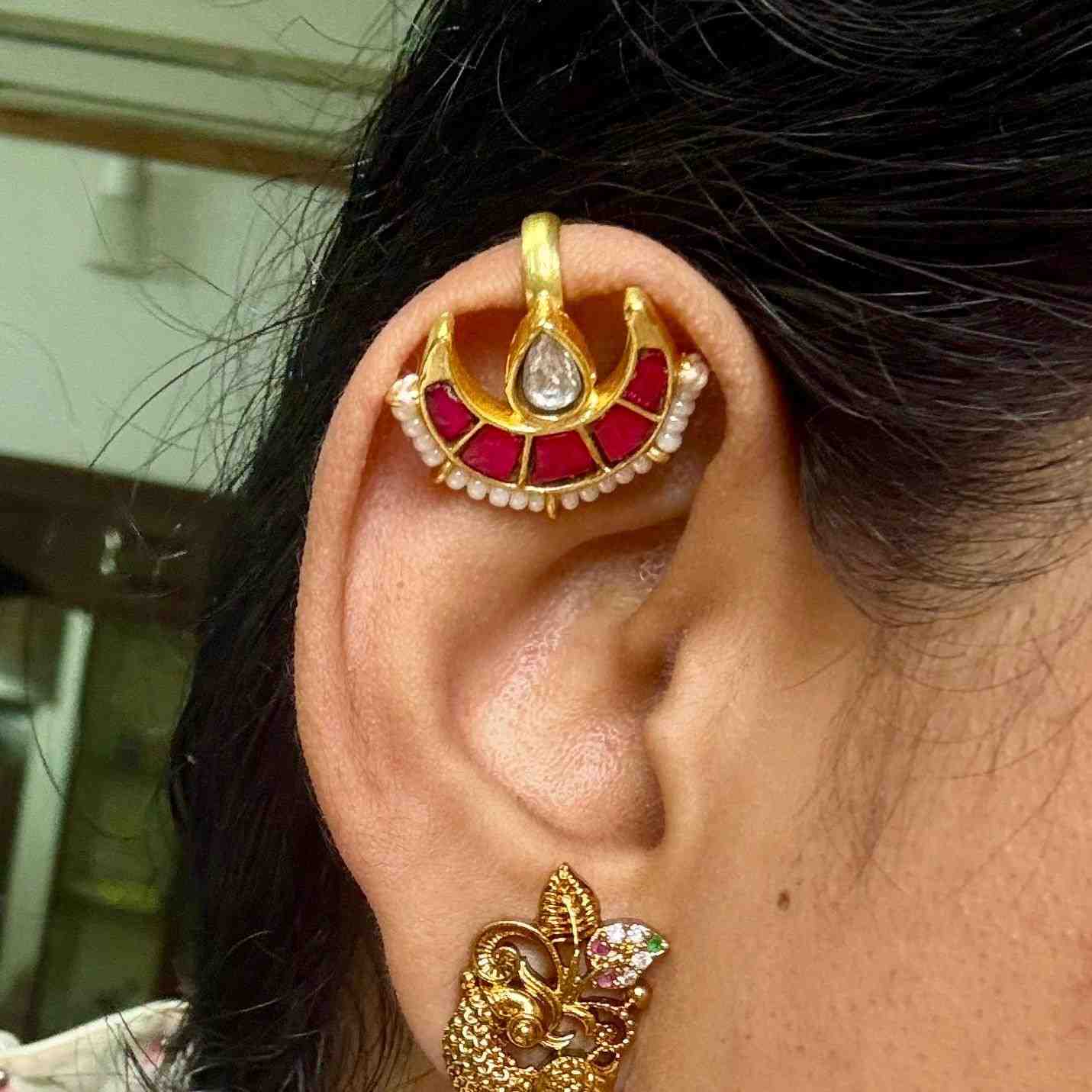 J0179 Jadau Kundan Moon Shape Bugadi