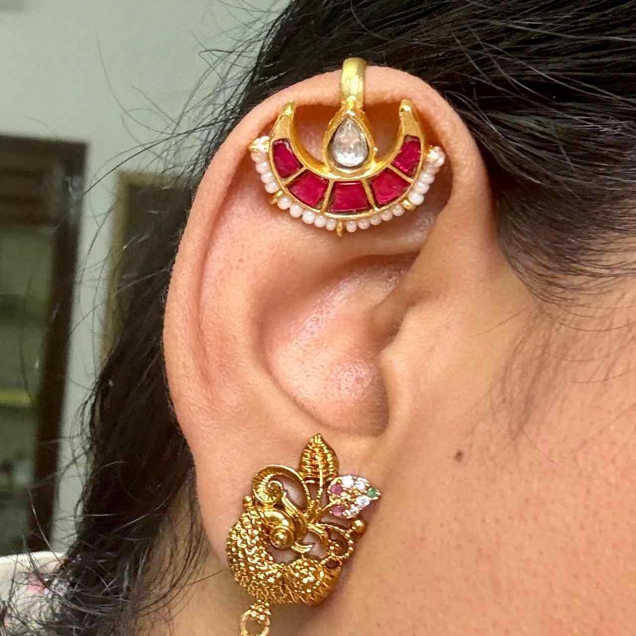 J0179 Jadau Kundan Moon Shape Bugadi