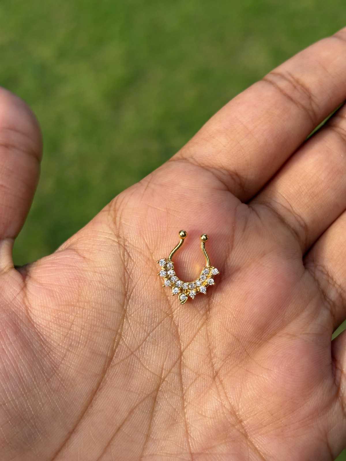 J0175 White Stone Nose Septum rings
