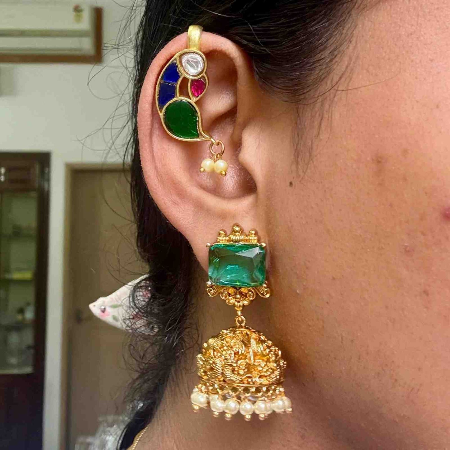 J0177 Jadau Kundan Parrot Bugadi