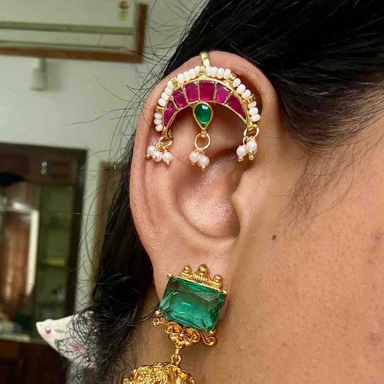 J0178 Jadau Kundan Moon Shape Bugadi