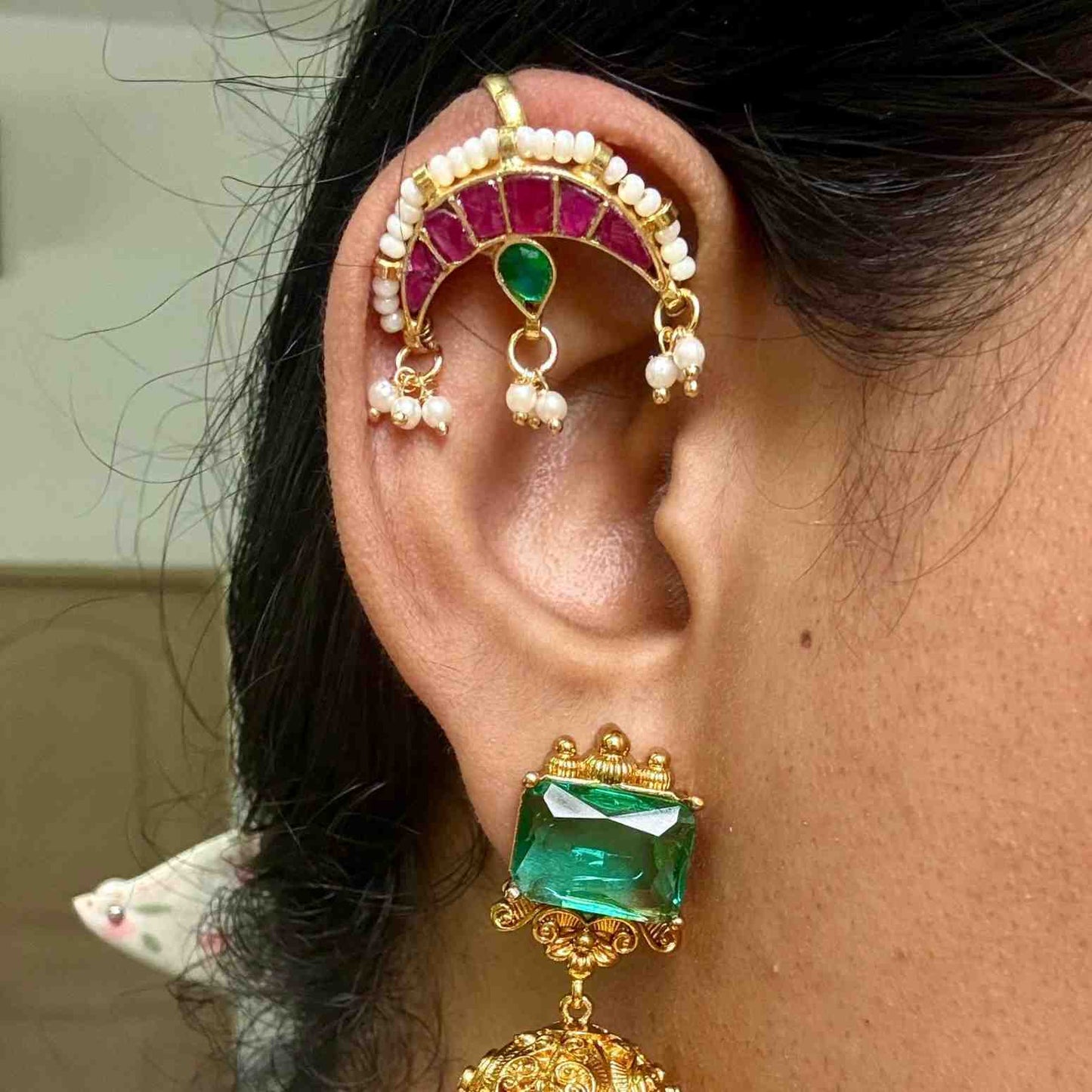 J0178 Jadau Kundan Moon Shape Bugadi