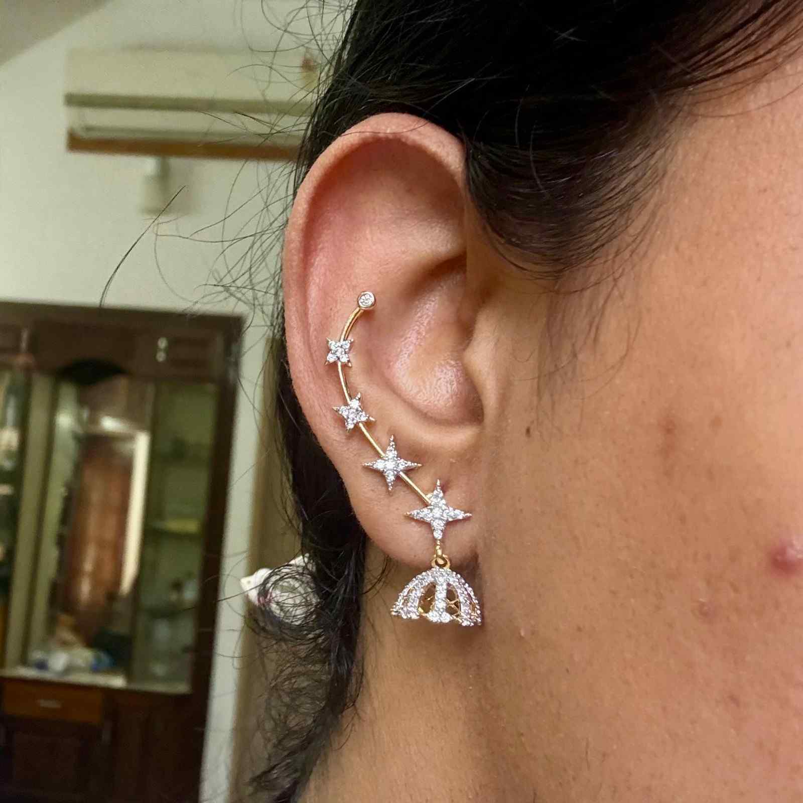 J0180 AD Stone Earcuff Jhumka