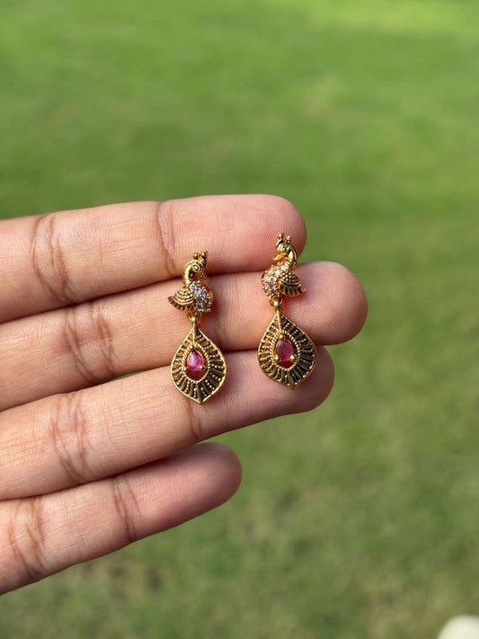 J0185 Small Size Peacock Drop Earrings