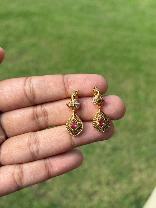 J0185 Small Size Peacock Drop Earrings