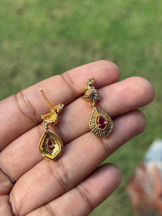 J0185 Small Size Peacock Drop Earrings