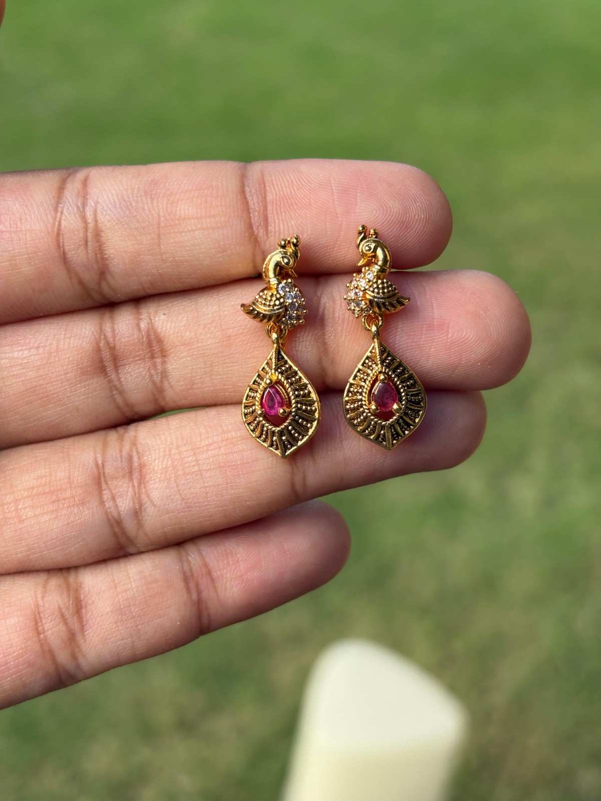 J0185 Small Size Peacock Drop Earrings