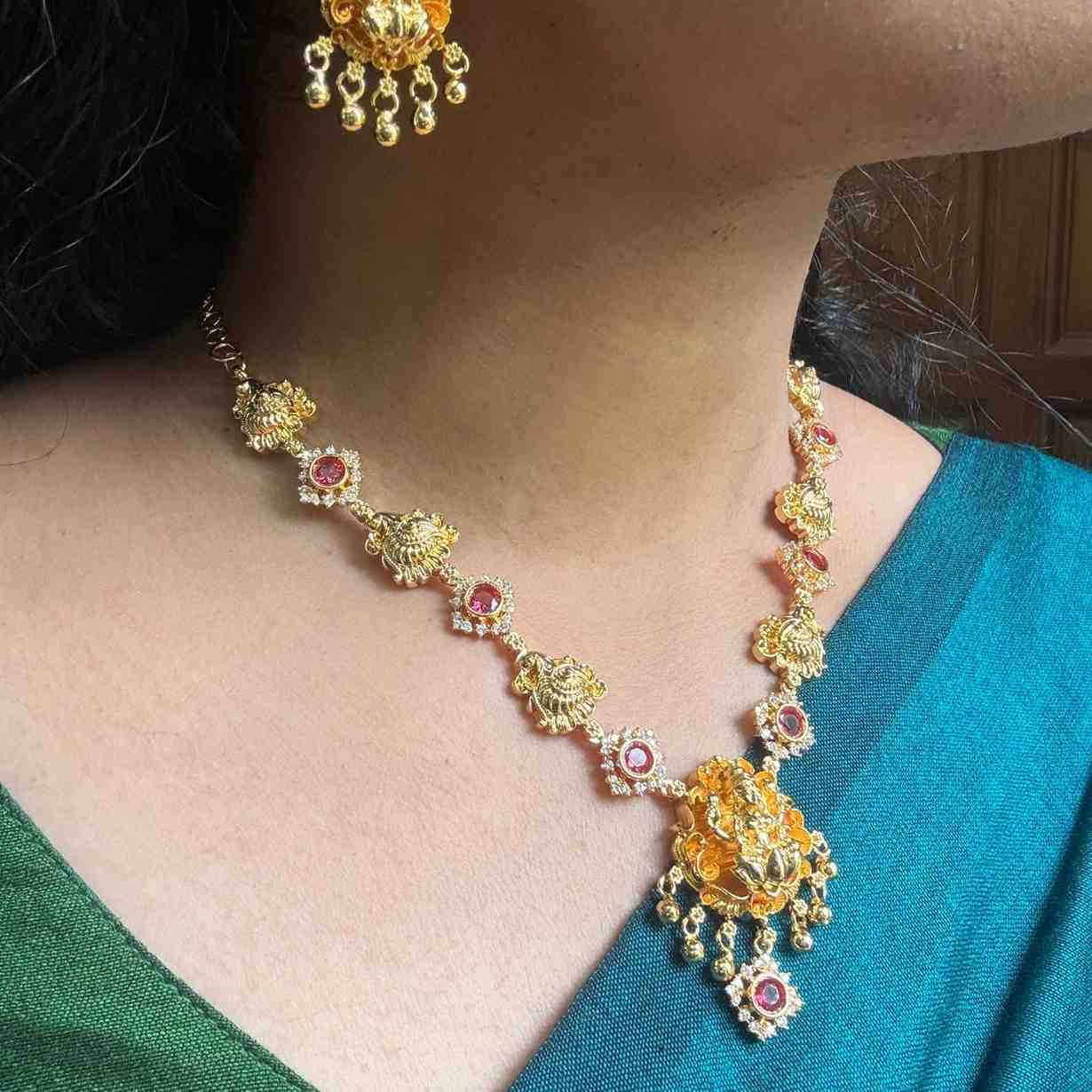 N0300 Gold Replica Collection Lakshmi Necklace