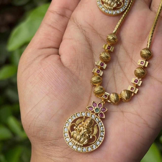 N0113 Traditional Lakshmi  Attigai type Necklace