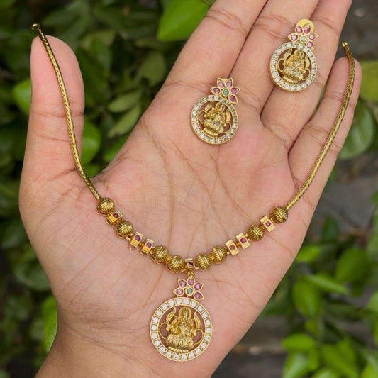 N0113 Traditional Lakshmi  Attigai type Necklace
