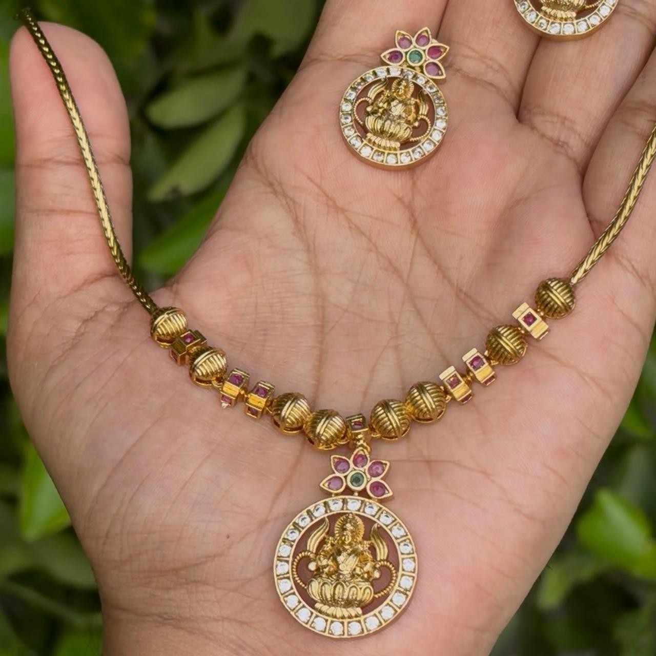 N0113 Traditional Lakshmi  Attigai type Necklace