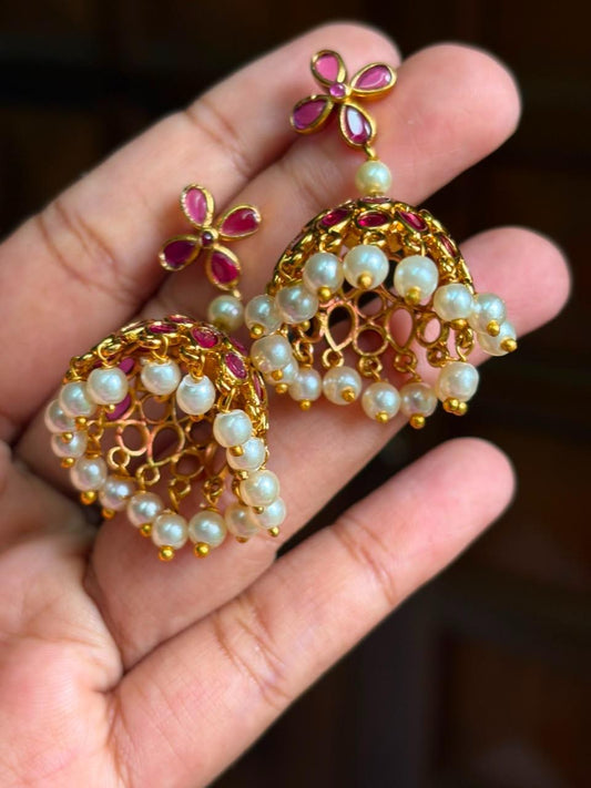 Floral Kemp Stone Jhumka J0024-CU41