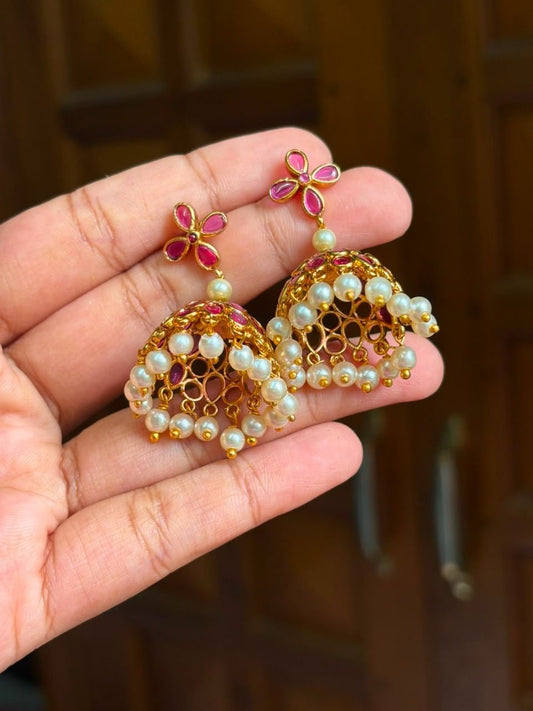 Floral Kemp Stone Jhumka J0024-CU41