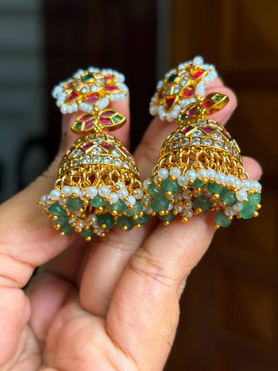 J0189 Floral Bridal Jhumka