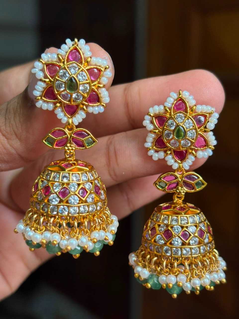 J0189 Floral Bridal Jhumka