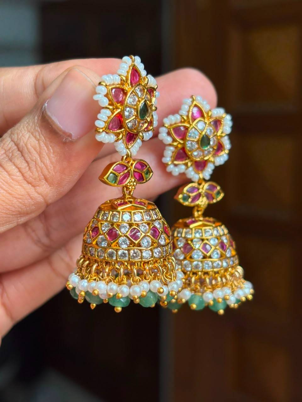 J0189 Floral Bridal Jhumka
