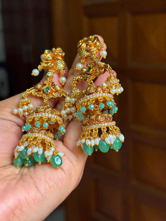 J0190 Multi Jhumka Peacock Bridal Jhumka