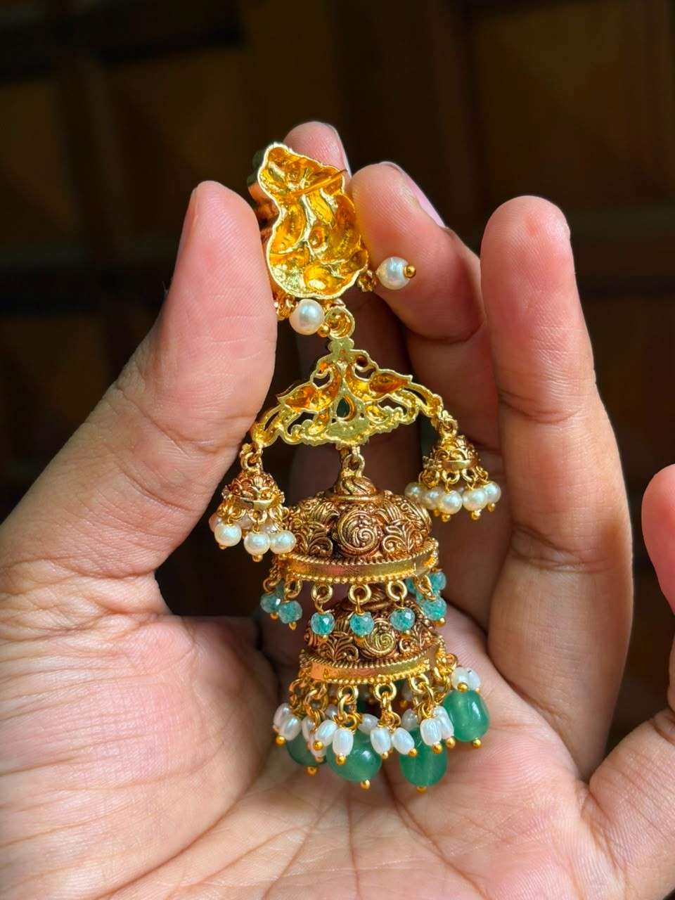 J0190 Multi Jhumka Peacock Bridal Jhumka