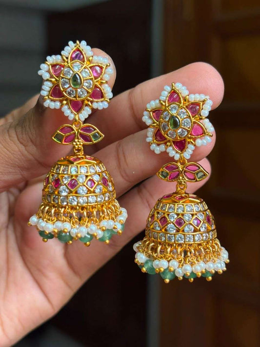 J0189 Floral Bridal Jhumka