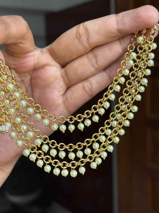 EC003 Medium Size Pearl 3 Layer Ear chain