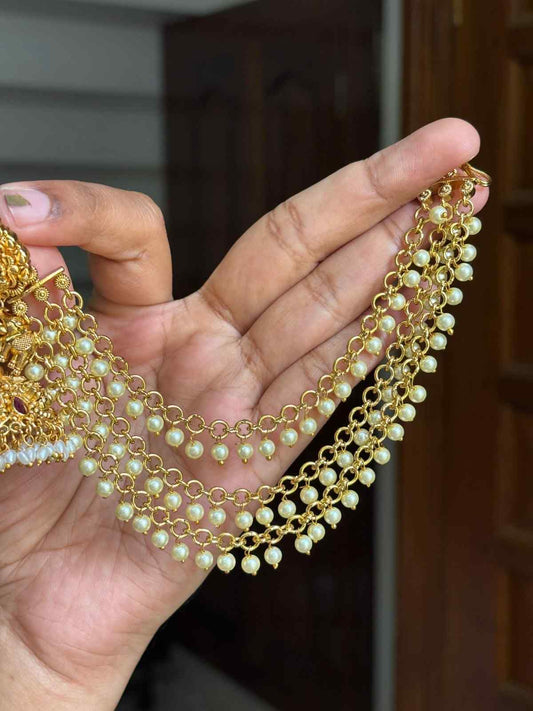 EC003 Medium Size Pearl 3 Layer Ear chain