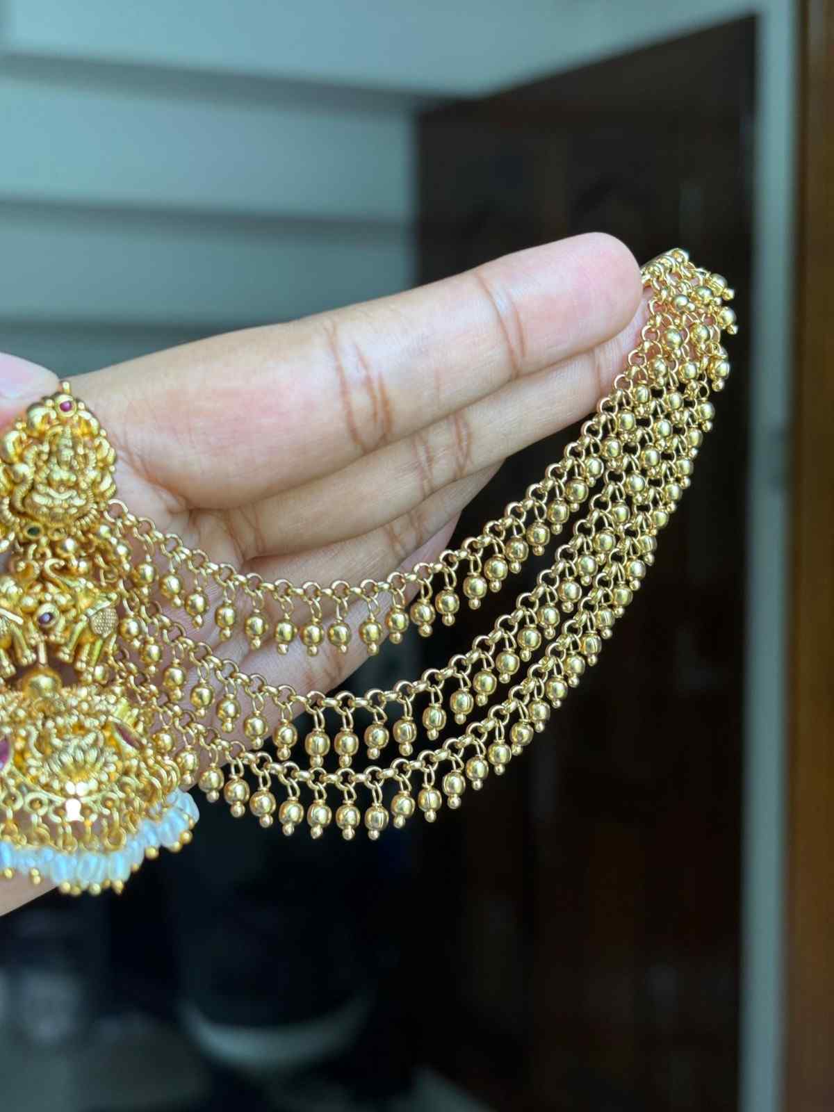 EC004 Gold Bead 3 Layer Ear chain