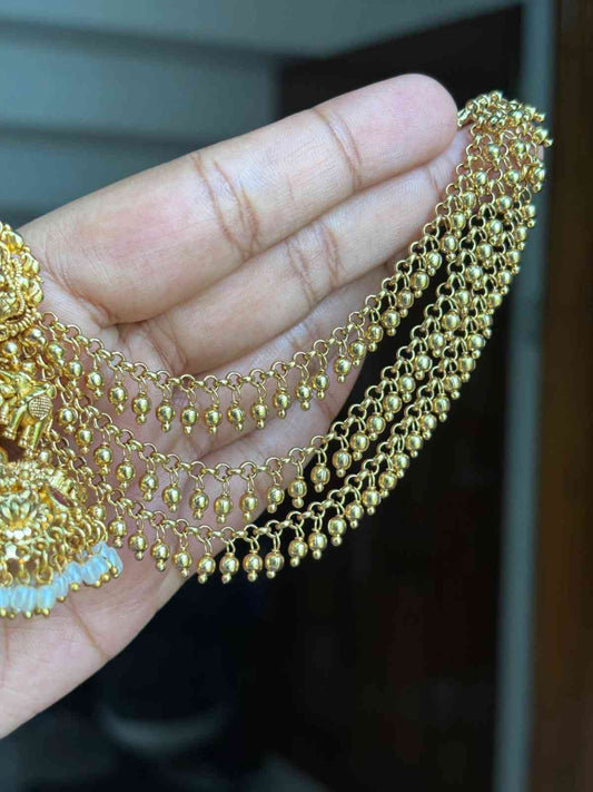EC004 Gold Bead 3 Layer Ear chain