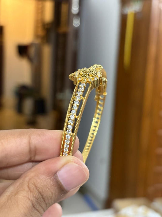K0013 Premium Quality AD white Stone Openable Bangle Lakshmi Pattern kada Bangle