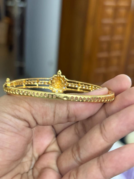 K0013 Premium Quality AD white Stone Openable Bangle Lakshmi Pattern kada Bangle
