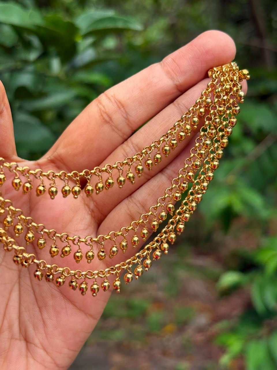 EC004 Gold Bead 3 Layer Ear chain