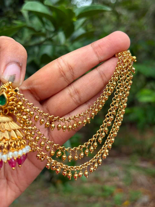 EC004 Gold Bead 3 Layer Ear chain