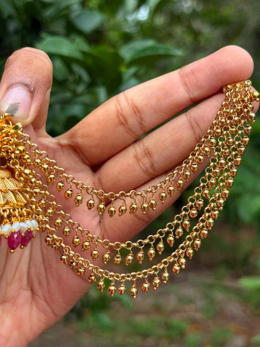 EC004 Gold Bead 3 Layer Ear chain