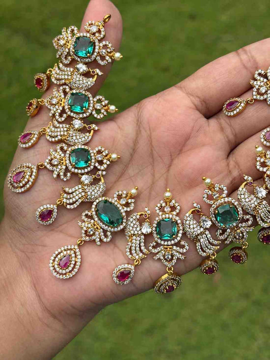 N0305 Premium Peacock Stone Necklace