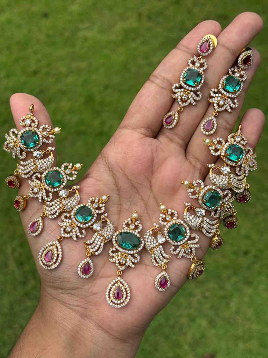 N0305 Premium Peacock Stone Necklace