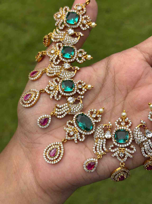 N0305 Premium Peacock Stone Necklace