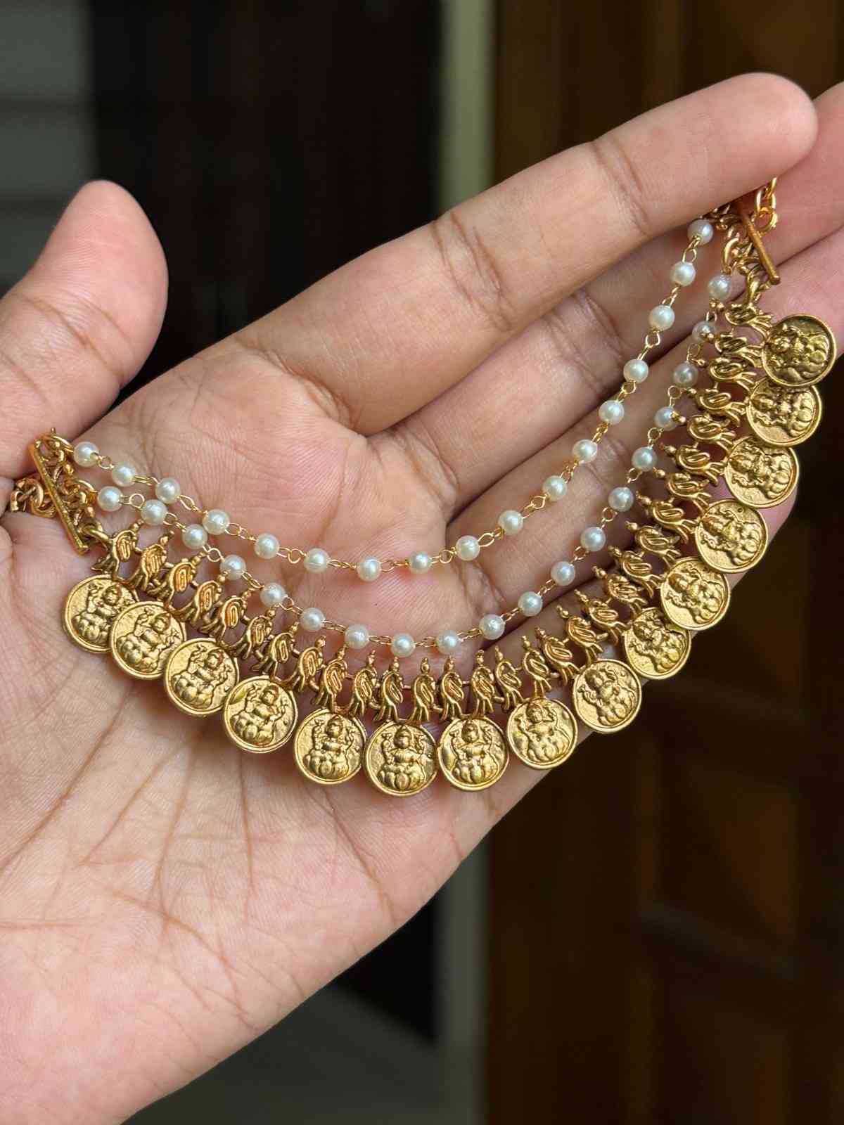 EC011 coin Ear chain 3 layer matte finish