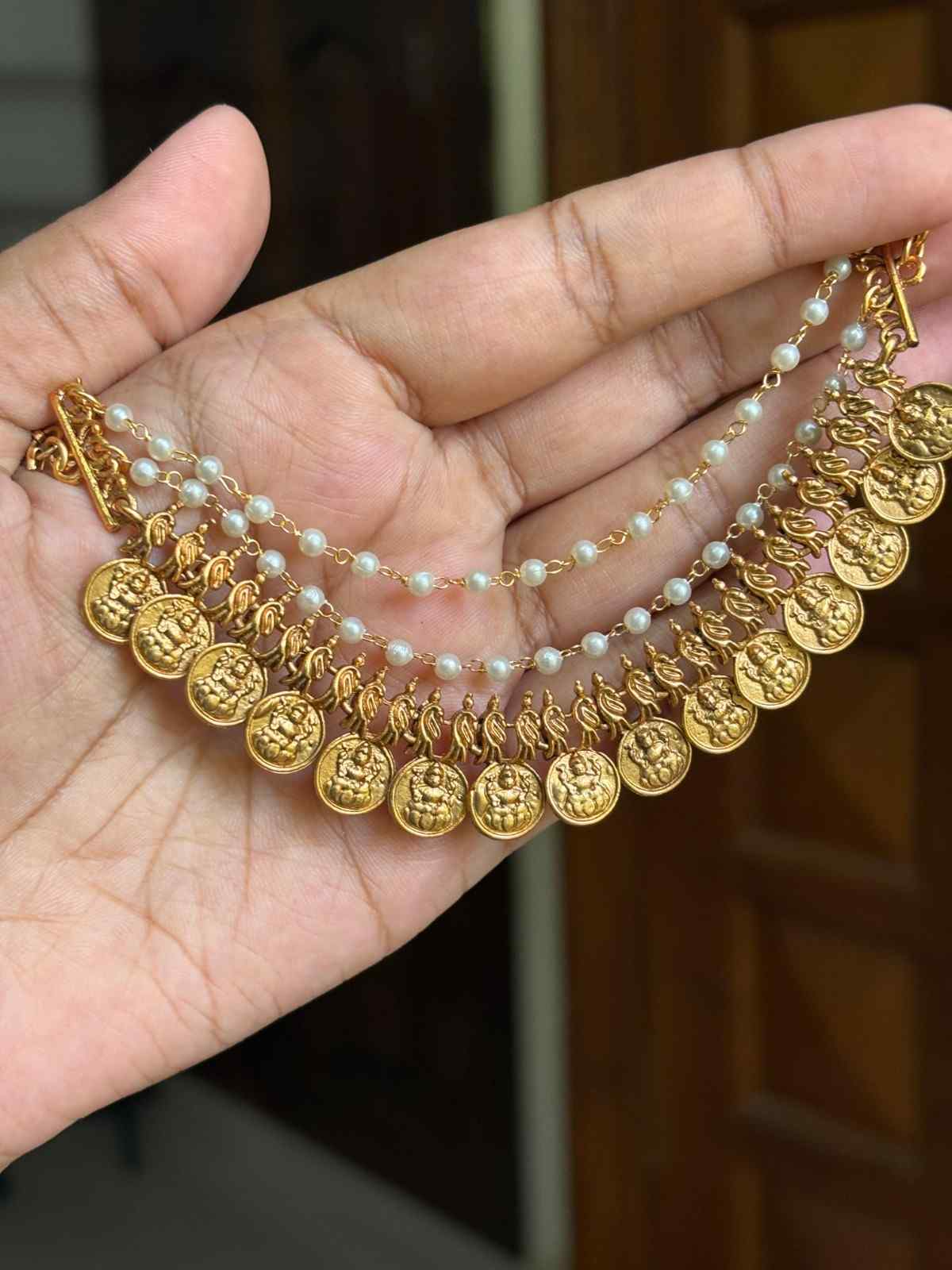 EC011 coin Ear chain 3 layer matte finish