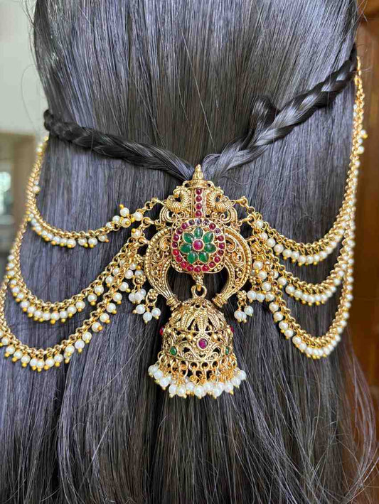 HA069 Hair Accessory With Attached Mattal \ Ear chain