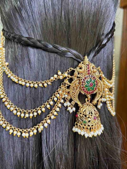 HA069 Hair Accessory With Attached Mattal \ Ear chain