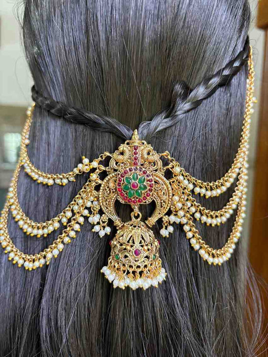 HA069 Hair Accessory With Attached Mattal \ Ear chain