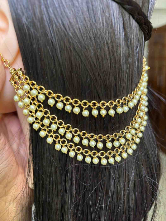EC003 Medium Size Pearl 3 Layer Ear chain